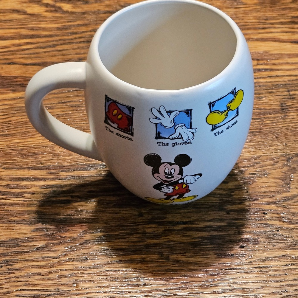Disney Store Mickey Mouse The Anatomy Ceramic Coffee Mug White‎ Matte Rounded